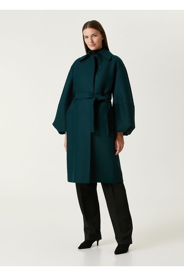 Harris Wharf London Petrol Wool Coat Size: 42- Trendyol