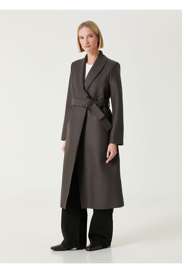 Harris Wharf London Dark Gray Woolen Coat Size: 42 - Trendyol