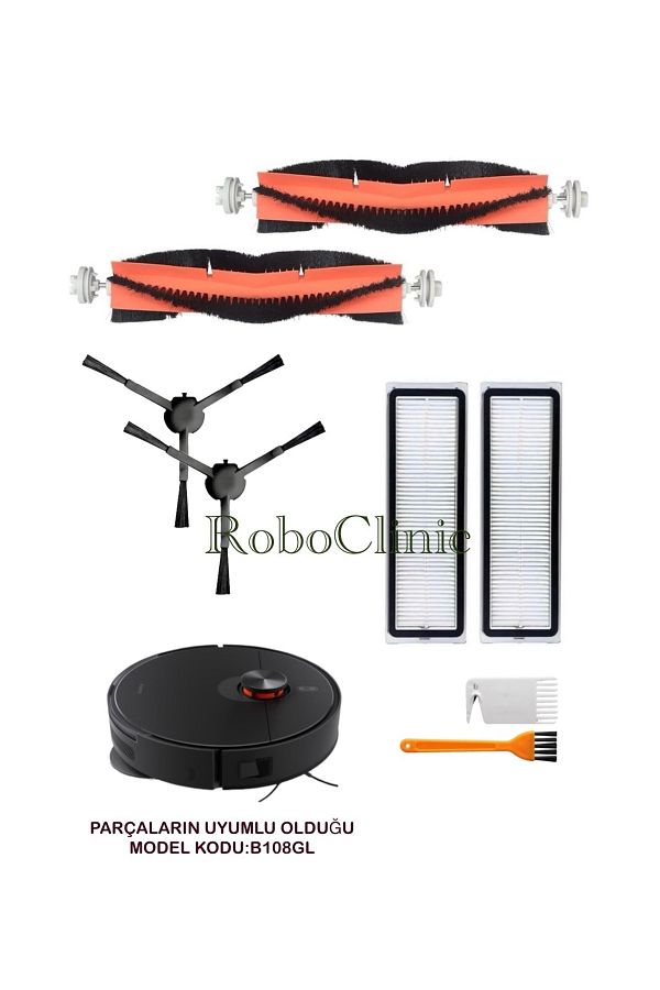 Roboclinic-Xiaomi Robot Vacuum S20+ Plus - 8 Pieces Compatible Replacement Brush and Filter Set 1