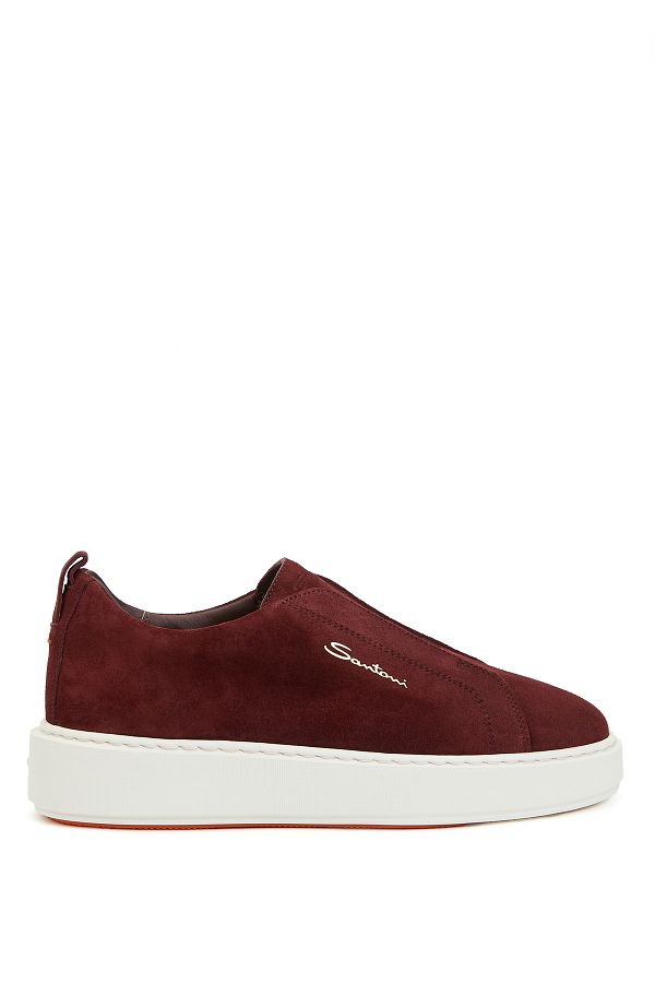 Santoni Women s Leather Sneaker with Burgundy Logo Size 38.5 Trendyol