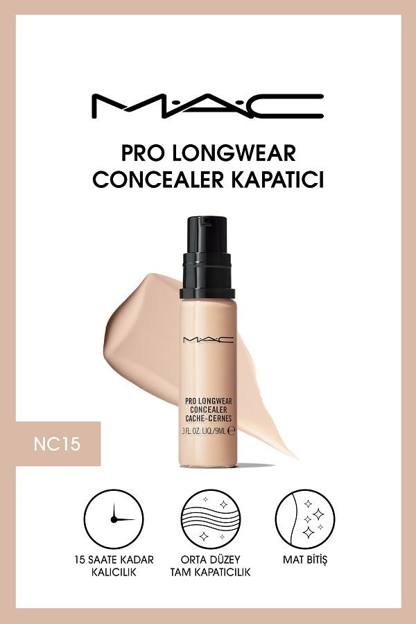 M.A.C-خافي عيوب تحت العين يدوم طويلاً حتى 15 ساعة - خافي عيوب البشرة Pro Longwear Nc15 - 9ml 1