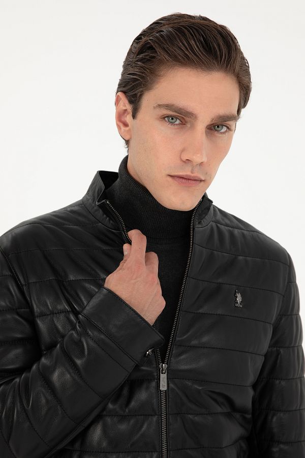 Us polo black leather jacket outlet