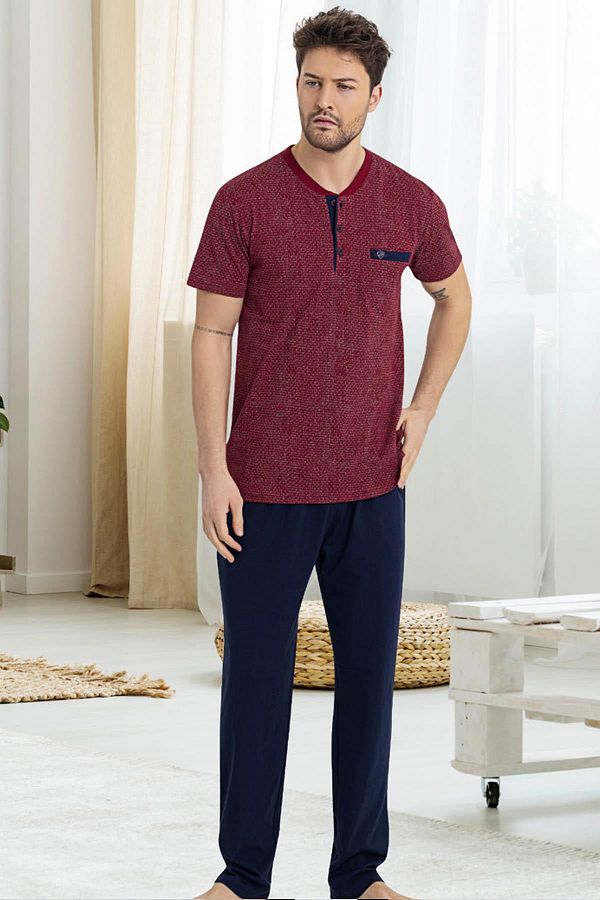 Erse Men s 100 Cotton Short Sleeve Single Jersey Combed Cotton Bottom Top Pajama Set Trendyol