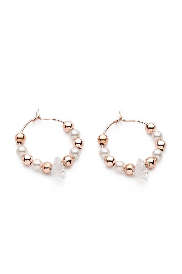 Modex-Pearl and Rose Detailed Hoop Earrings 1