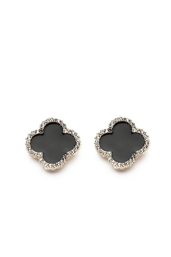 Modex-Black Clover Earrings - Enamel Design 1