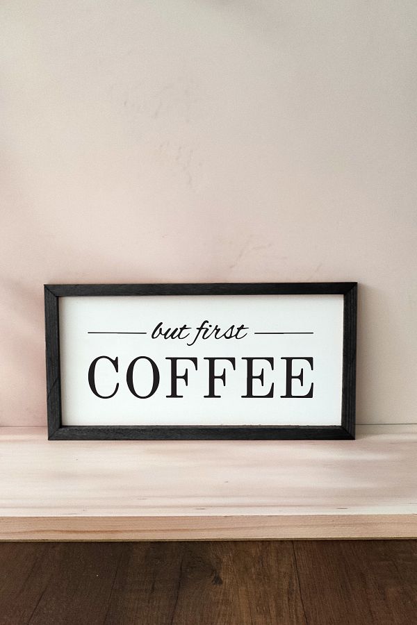 Wooden Factory-Coffee Corner But First Coffee Masa cu rama din lemn 1
