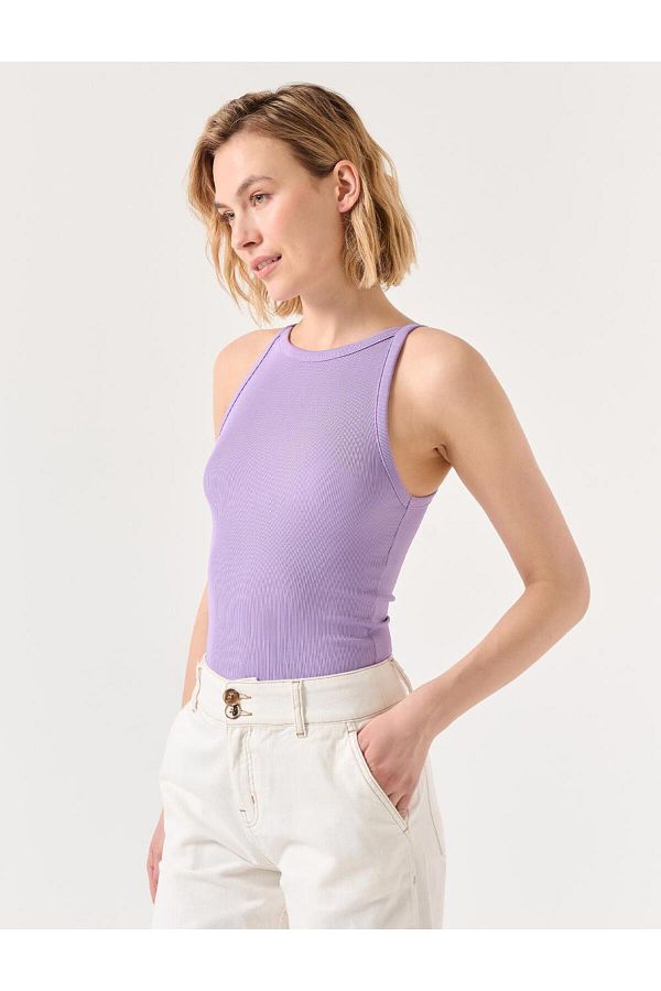 Jimmy Key-Lila Slim Fit Ujjatlan Halter Neck Basic kötött alsóing 1