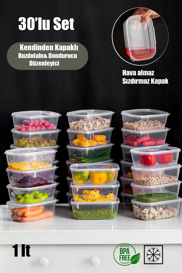 Porsima-1Lt Airtight Organizer - Storage Container Suitable for Deep Freezer with 30 Leak Proof Lids 1