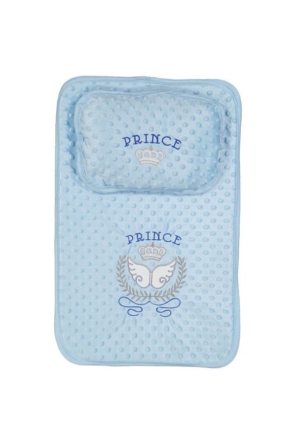bebegen-Blue Prince Embroidered Chickpea Blanket for Baby Boy - 80X90 1