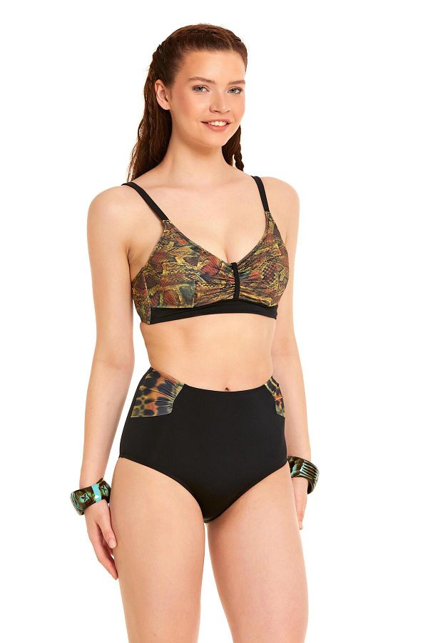 Argento-Underwire Crocodile Patterned Bustier Bikini 1