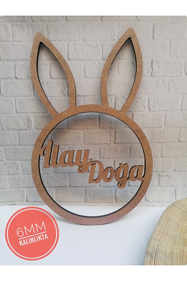 macra world Tavşan Kesim Kişiye Özel / İsimli 6mm MDF Ham Makrome Kasnak