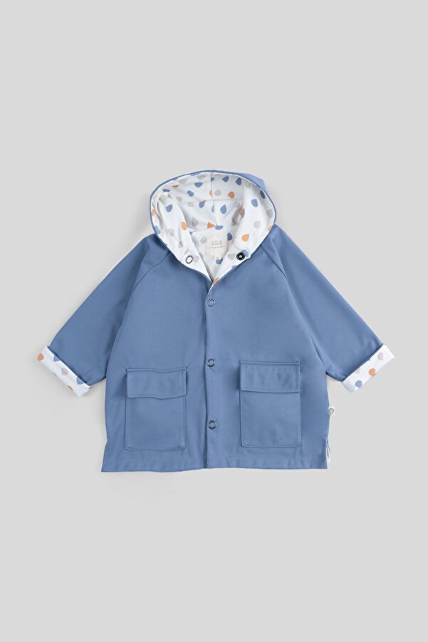 Little Gusto Kapüşonlu Organik Pamuklu Bebek Yağmurluk Faded