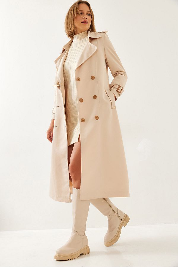 Bianco Lucci-Damen Garni Windjacke Detail Clamshell Trenchcoat 2488 60261003 1