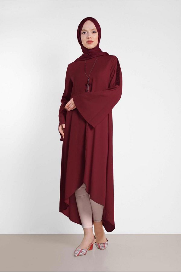 TRENDTESETTÜR-Tunica de dama cu paiete cu volan rosu Claret 4262 1