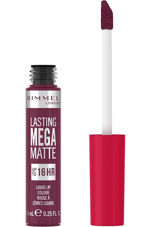Rimmel-أحمر شفاه سائل لاستنج ميجا مات من ريميل، تركيبة نباتية مرطبة، 940 روك مي بيربل، 7.4 مل 1