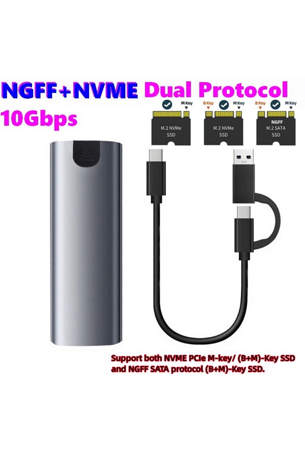 MayAug-M2 NVMe SSD Case 10Gbps HDD Box M.2 NVME NGFF To USB 3.1 External SSD Enclosure Type-A to Type-C ... 1