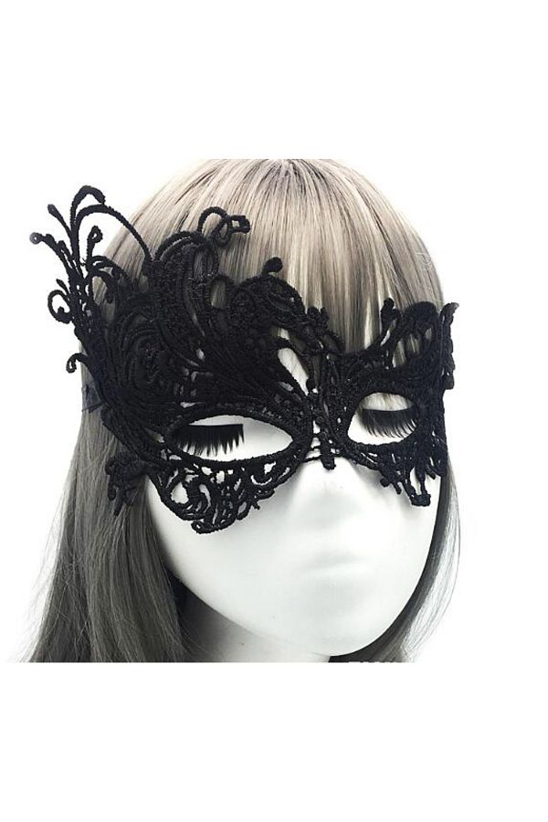 Kareem-Black Color Lace Embroidered Mesh Embroidered Party Mask Model 5 (4767) - Lisinya 1