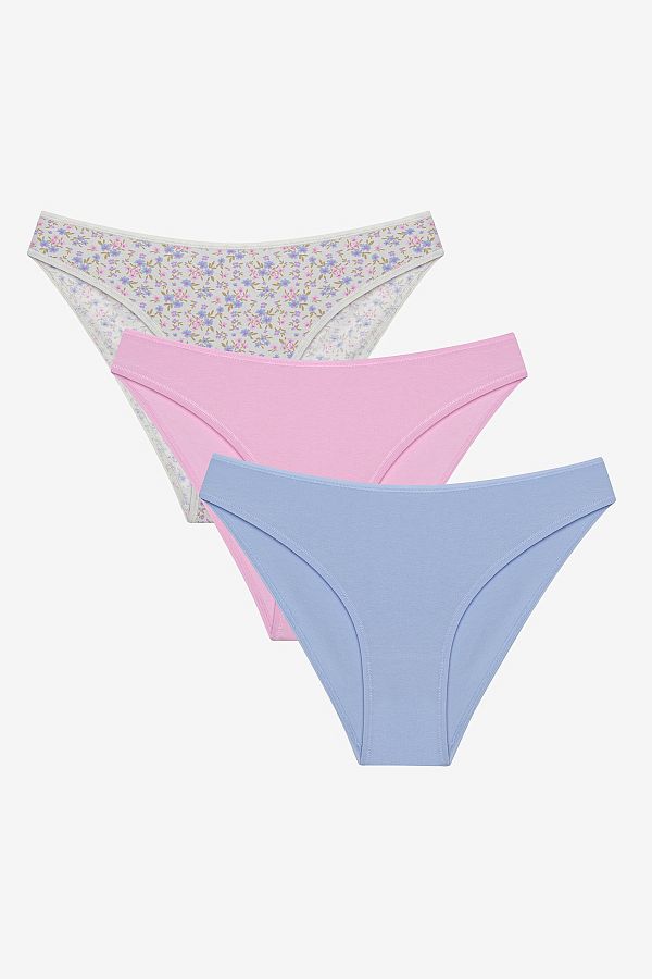 Penti-Chiloți multicolori din 3 piese Violet Daisy 1