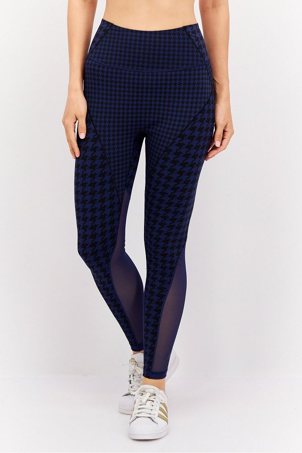 adidas Women Sportswear Fit Houndstooth Pattern Training Leggings Dark Blue Black Trendyol