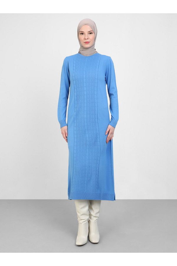 Tavin-Πλεκτό Φόρεμα Hijab - Μπλε - Tavin 1