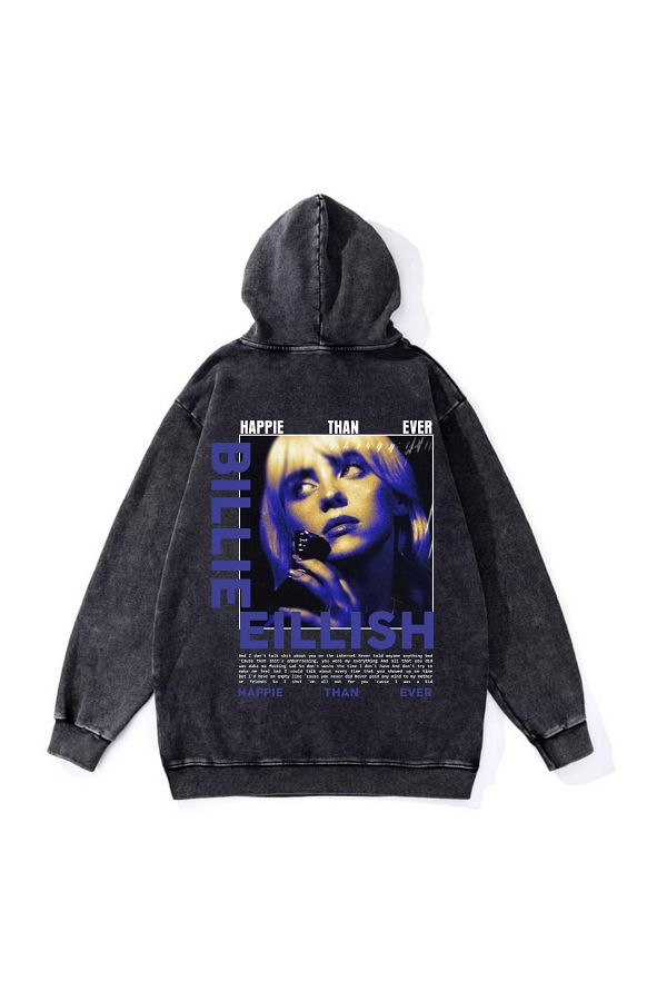 Toum Billie Eilish Vintage Hooded Washable Sweatshirt Trendyol