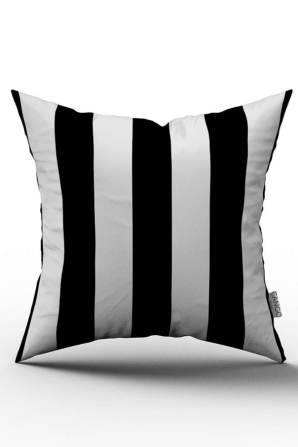 Cango Home-Double Sided White Black Line Patterned Digital Printed Throw Pillow Cover - Otyk559-ct 1