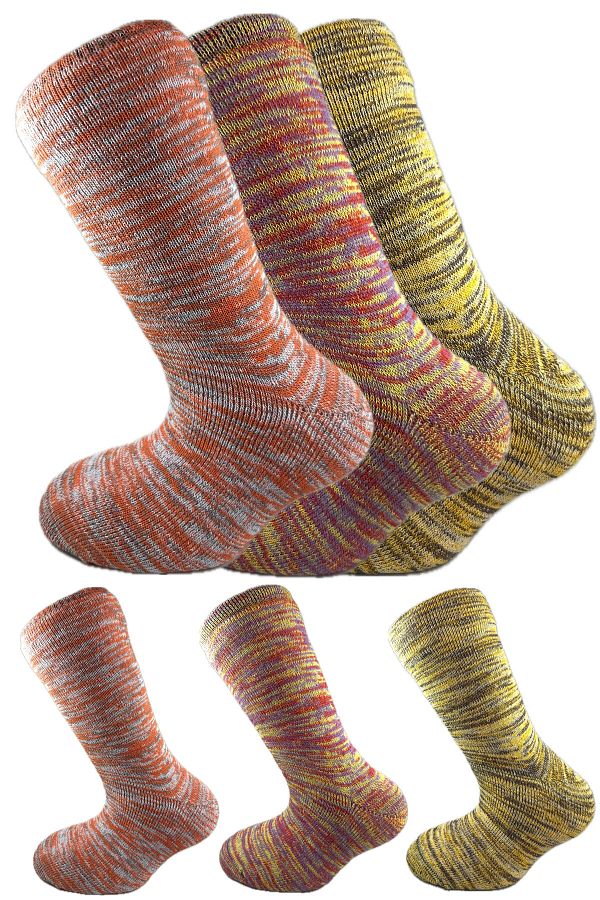SİHİRLİ AYAKLAR-Colorful 3 Pairs Thermal Unisex Men's and Women's Socks - Thick and Warm Heat Sink 38-42 1