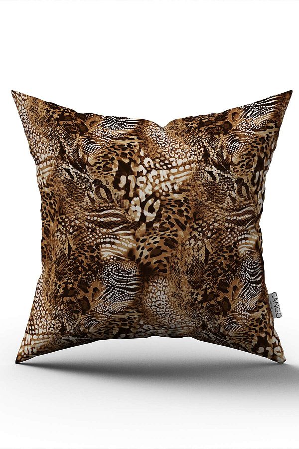 Cango Home-Brown White Snake Leopard Zebra Pattern Digital Print Throw Pillow Pillow Case - Cgh369 1