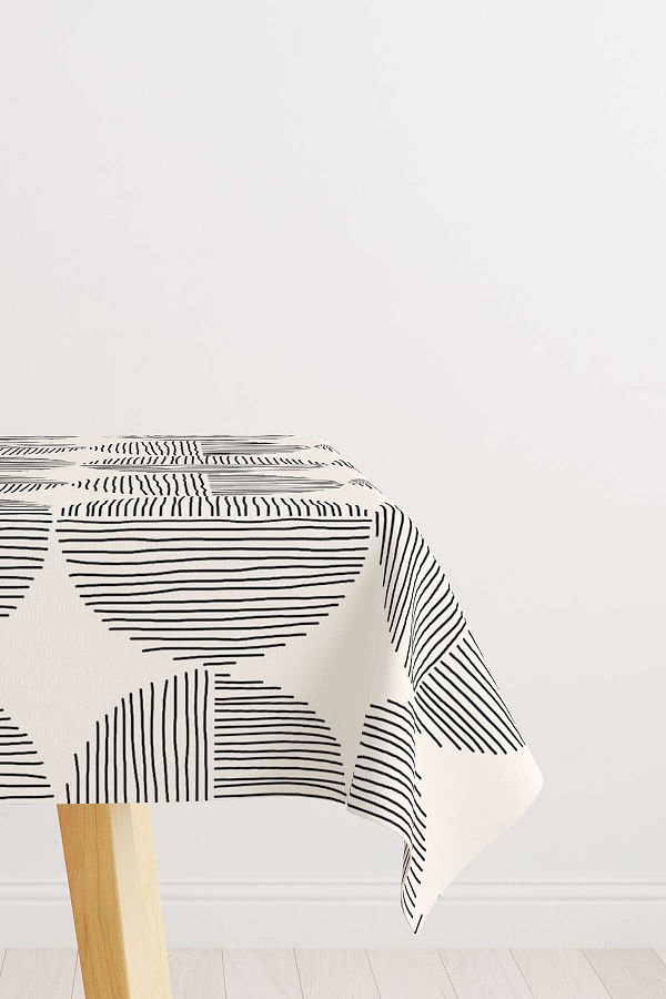Cango Home-Κρεμ Μαύρο Bohemian Scandinavian Geometric Digital Printed Τραπεζομάντηλο Cgh1220-ms 1