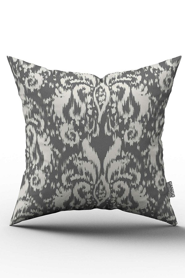 Cango Home-Double Sided Gray White Damask Patterned Throw Pillow Pillow Case - Cgh115-ct 1