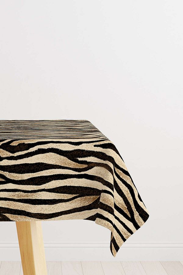 Cango Home-Brown Black Zebra Patterned Digital Printed Tablecloth Cgh360-ms 1