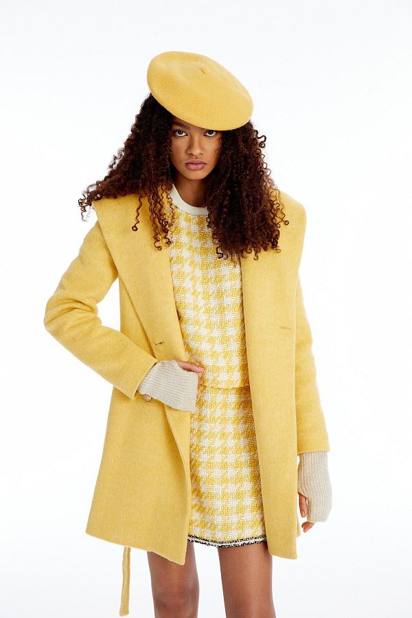 Yellow belted coat cheap