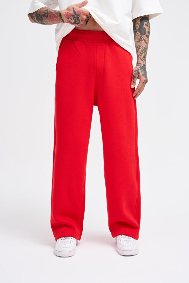 Machinist Men's Baggy Oversize Red Sweatpants- Trendyol