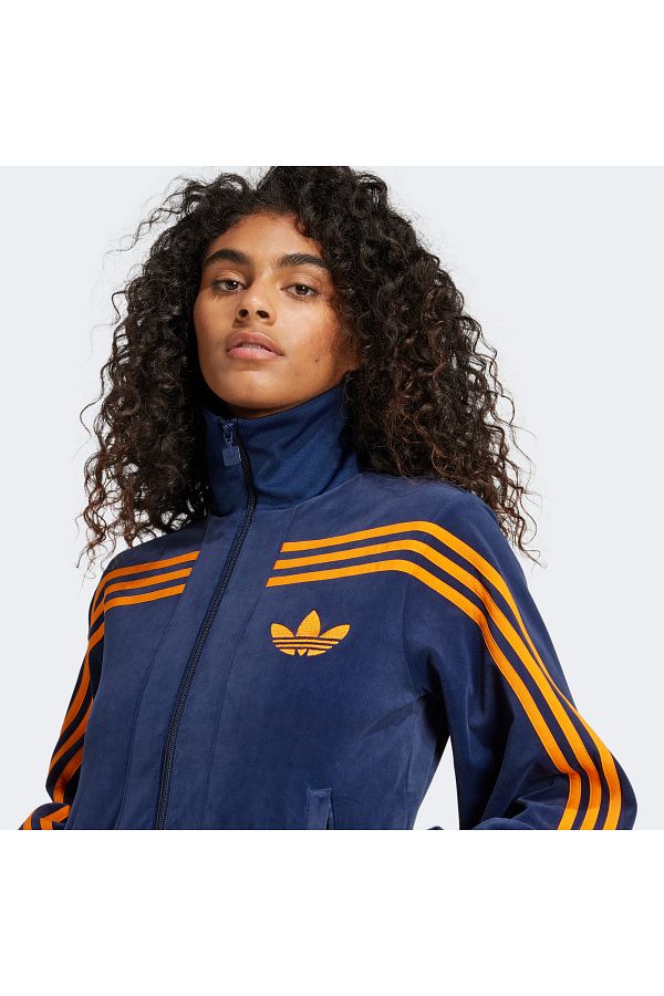 adidas 70S Velour Women s Casual Blue Jacket Trendyol