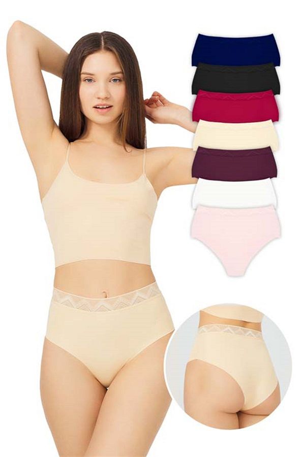 Cottonhill-Basic High Waist Laser Cut Bikini Panties 7 Pack - 2 1