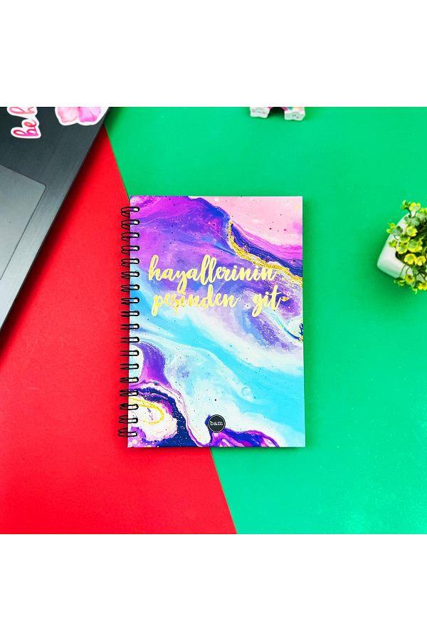 hediyeofisi-Unlined Spiral Notebook with Go Follow Your Dreams Design 1