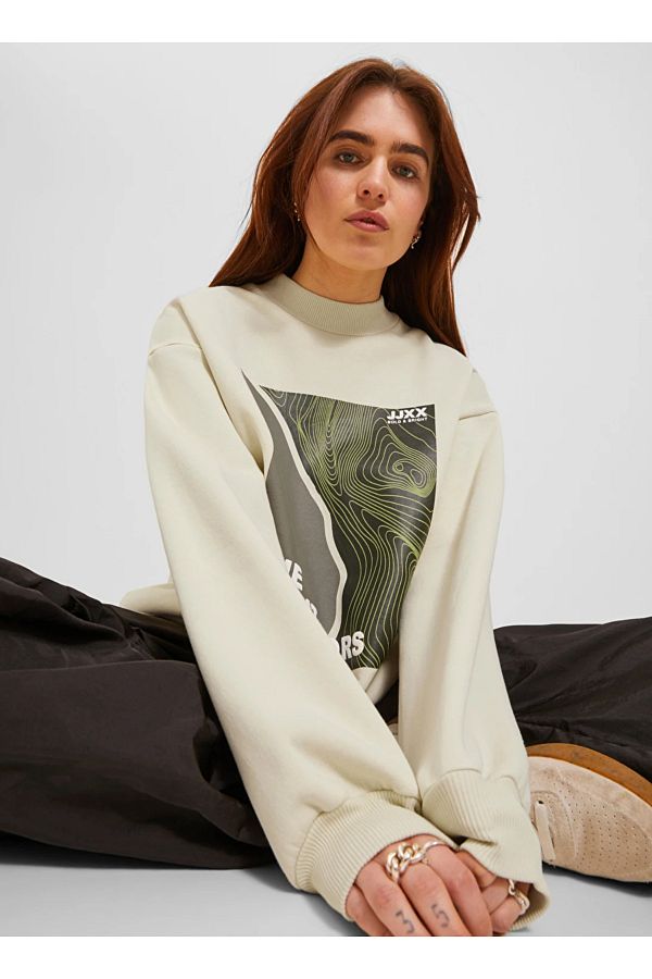 JJXX Jxella Crew Neck Off White Women s Sweatshirt Loose Crew Ls Swt Size m Trendyol