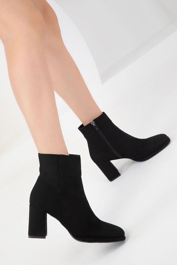 SOHO-Μαύρα σουέτ γυναικείες μπότες - 19949 Model Bootie 1