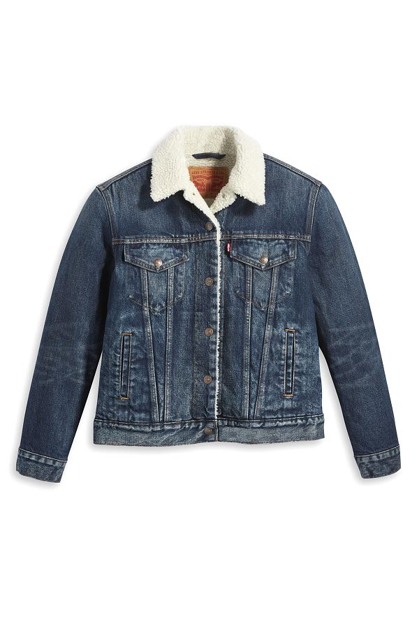 Levis denim sherpa trucker jacket blue cheap