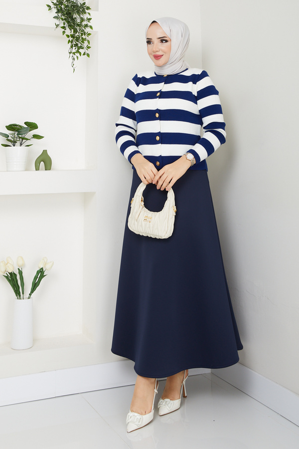 modapark.ist Women's Knitwear Cardigan Scuba Skirt Set