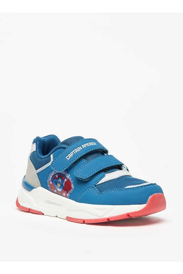 Marvel-Captain America Print Sneakers with Hook and Loop Closure 1
