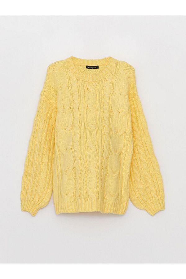 LC Waikiki-LCWAIKIKI Umstandspullover mit Rundhalsausschnitt, selbstgemustert, langärmelig, Umstandsstrickpullover 1