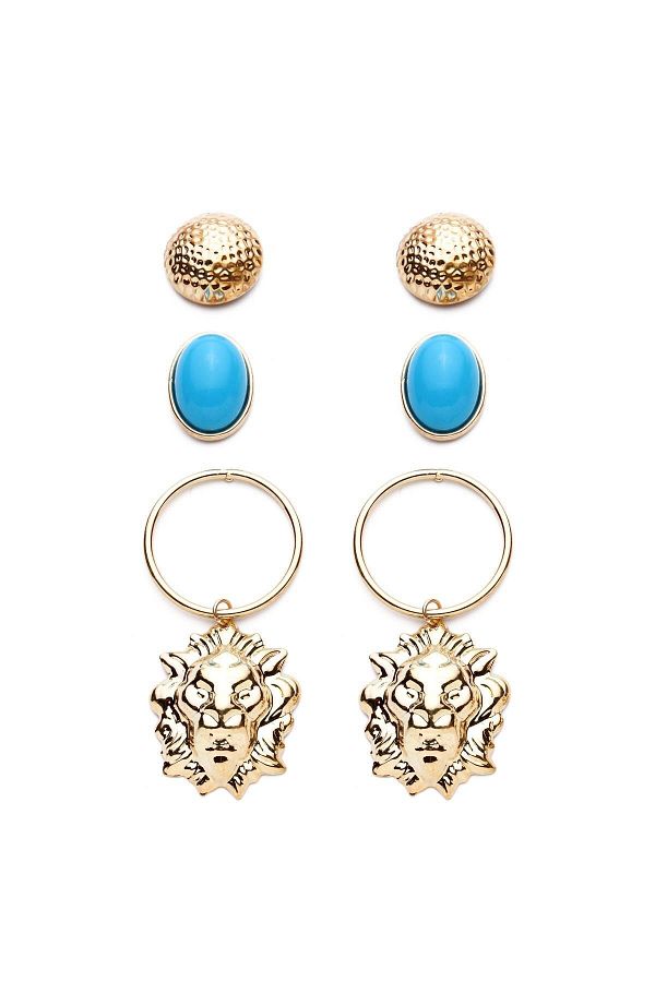 Modex-Lion Patterned Multiple Earrings Set 1