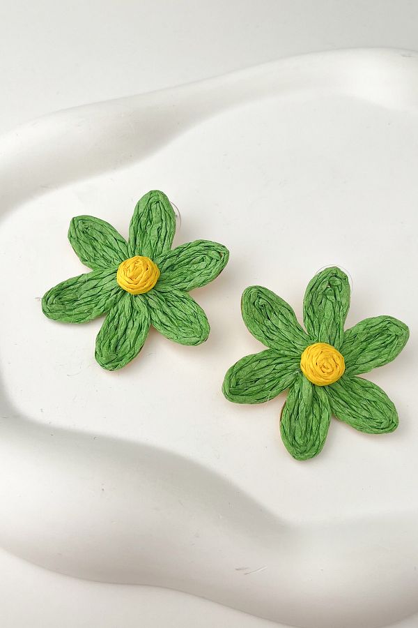 Modex-Wicker Weave Flower Earrings (Size:4Cm) 1