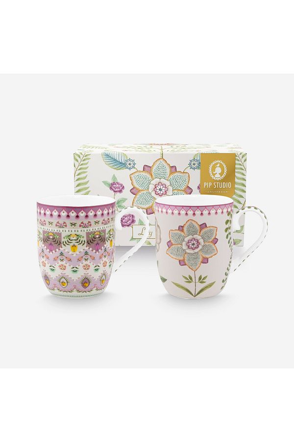 Pip Studio-Lily & Lotus Purple Porcelain Mug Set 145 ml 1