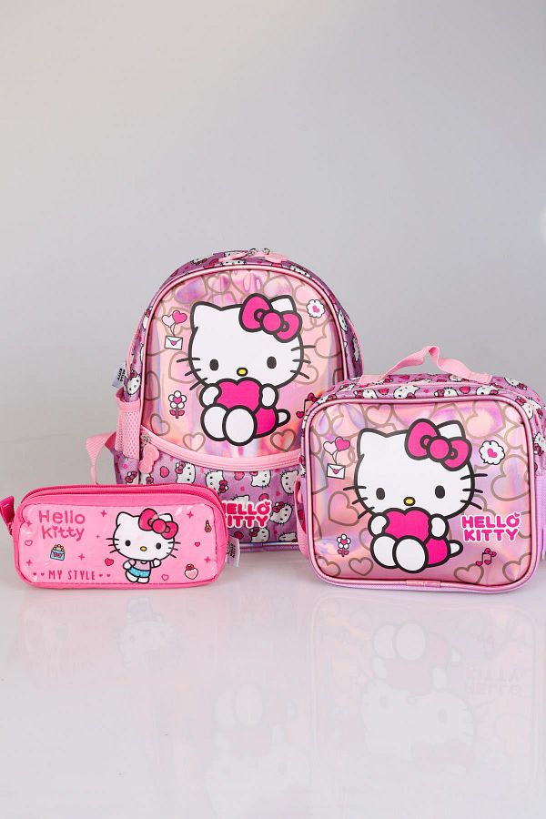 Hello Kitty-32 εκ. Μονόχωρο Νηπιαγωγείο μικρού μεγέθους - Τσάντα τροφοδοσίας και μολυβιού 3 τεμαχίων 1