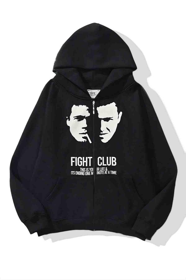 Carpe-Fight Club 3 - Hanorac supradimensionat cu glugă, denim din fire 1