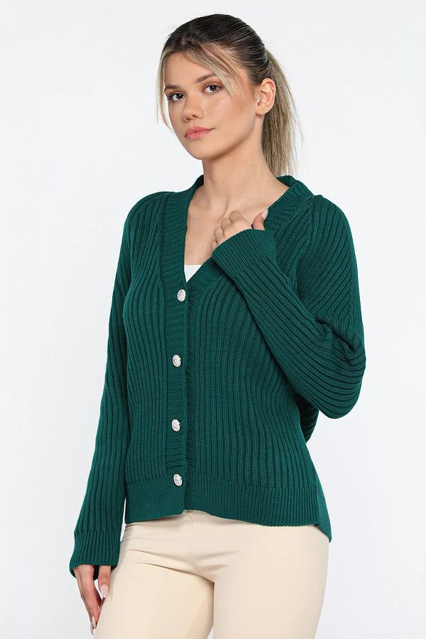 GULSEL Emerald Green Women s Knitted Sweater Cardigan Trendyol