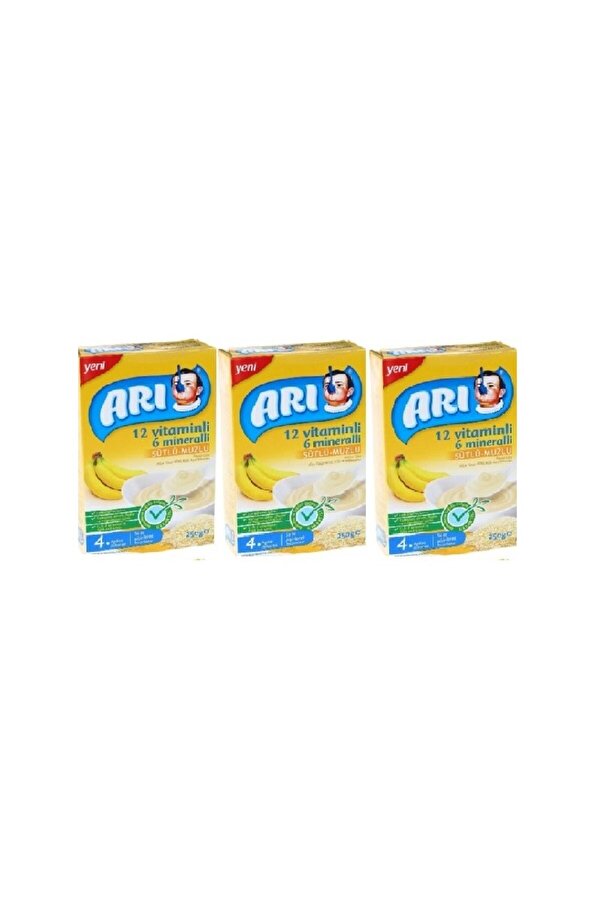 Arı Mama 12 Vitaminli 6 Mineralli Sütlü Muzlu Pirinç Unu 3 Adet*250 gr