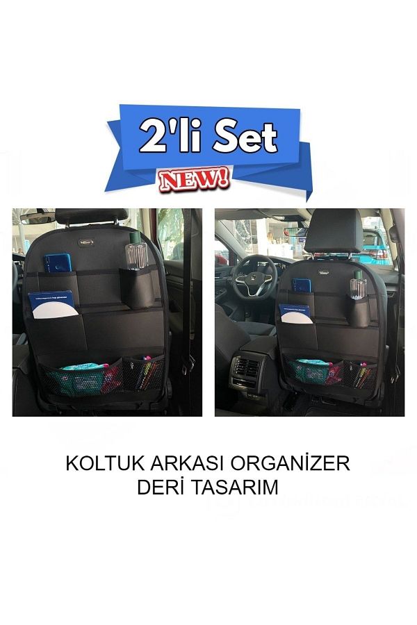 deniztuning-Renault Fluence Luxury Leather Organizer Seat Back Organizer Protector Black Set of Two 1